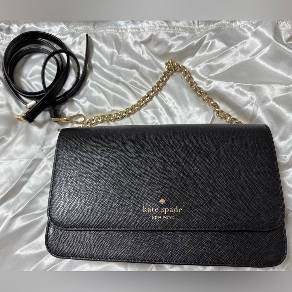 Kate Spade Black Crossbody with Gold Chain